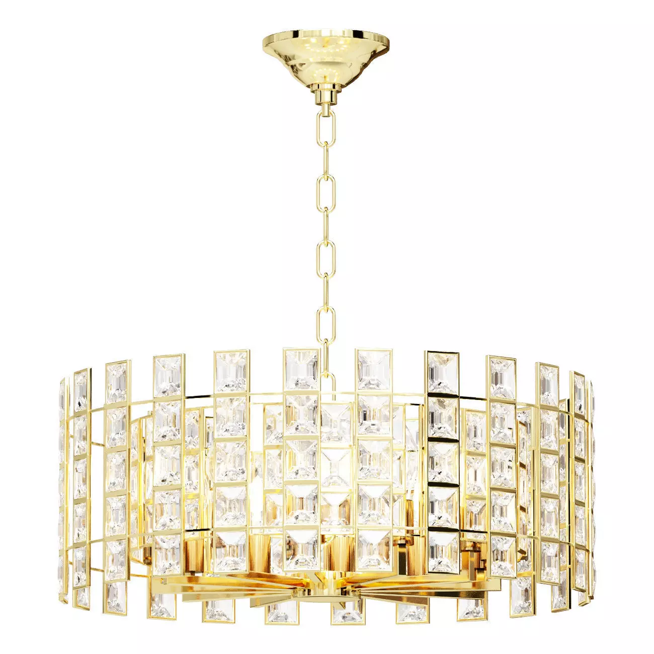 Diora pendant chandelier made of metal and crystal 3D model