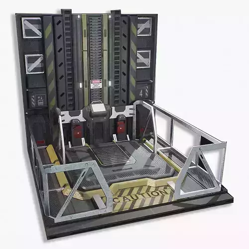 Elevator Area - Sci-Fi Elevator Low-poly 3D model