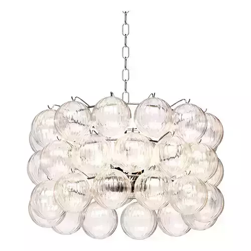 Suspended chandelier made of metal and glass