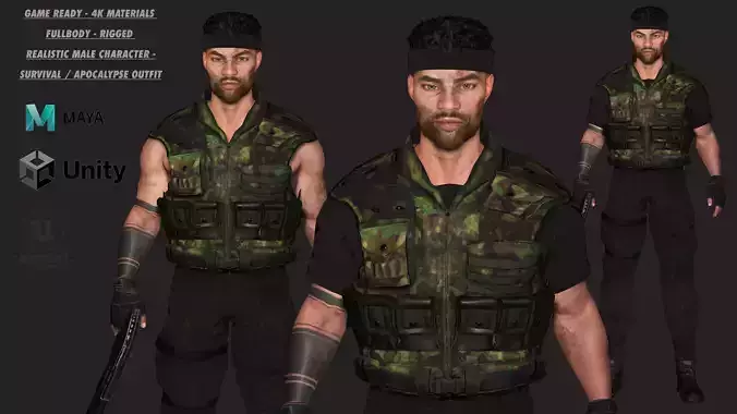 AAA 3D REALISTIC MALE CHARACTER - SURVIVAL APOCALYPSE OUTFIT