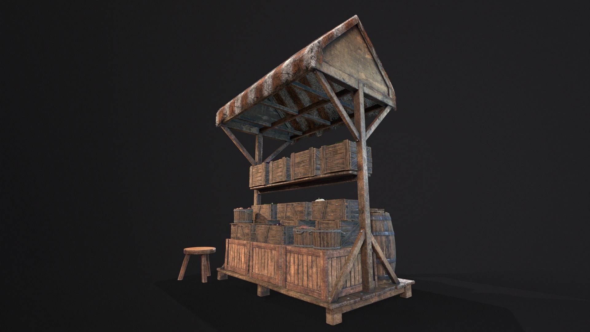 Vegetable Market Stand 3D Model Collection_11