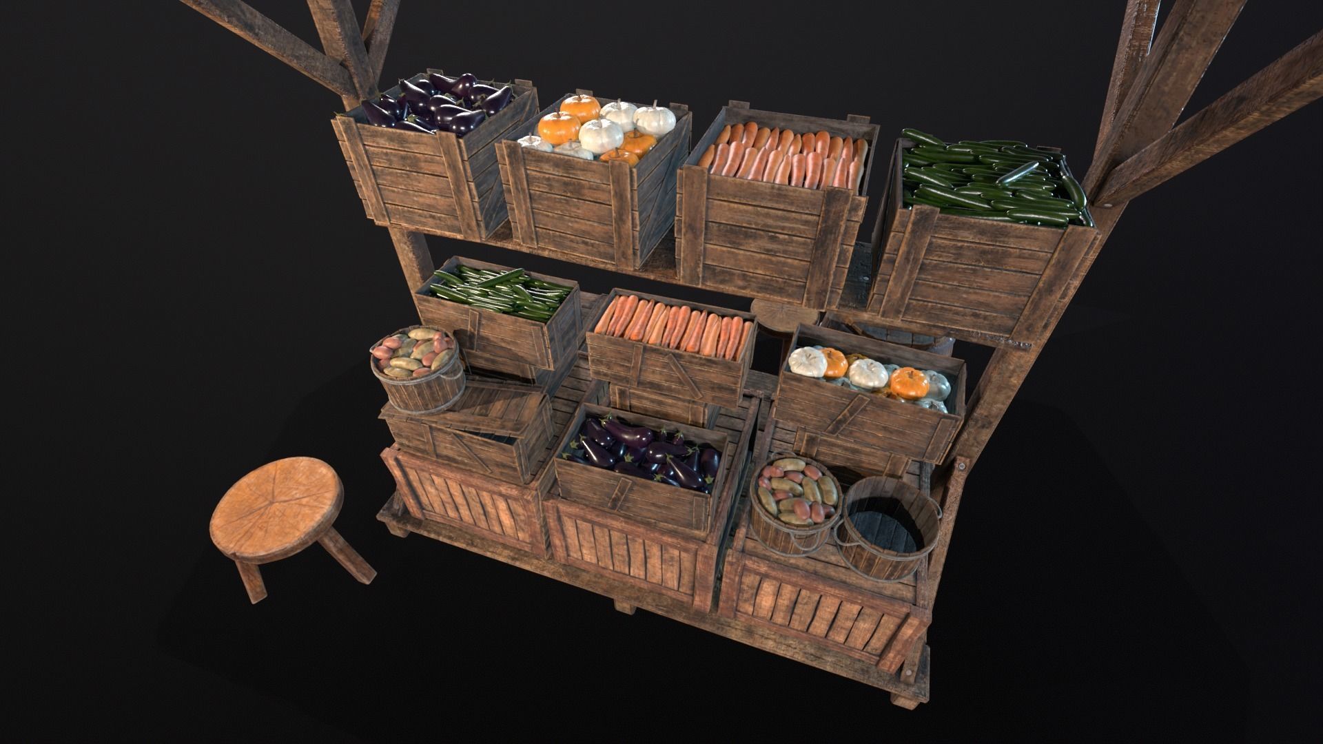 Vegetable Market Stand 3D Model Collection_15