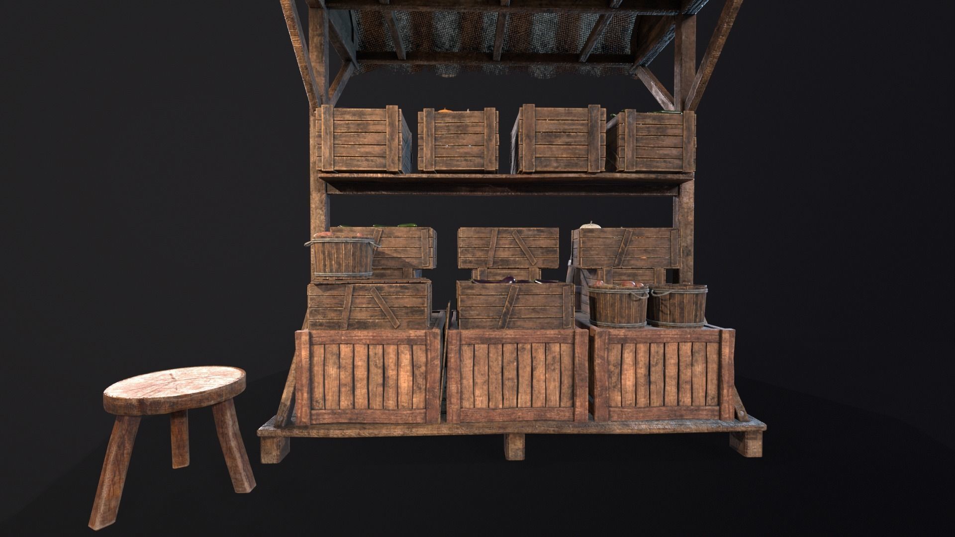 Vegetable Market Stand 3D Model Collection_17