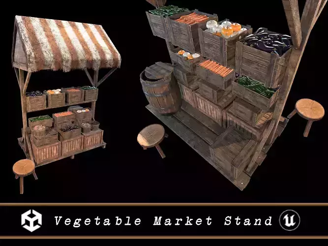 Vegetable Market Stand 3D Model Collection Vegetable Market Stand 3D Model Collection