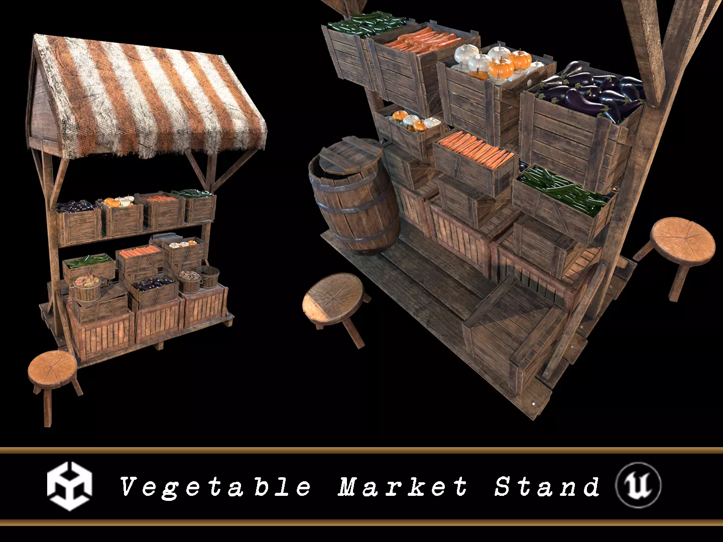 Vegetable Market Stand 3D Model Collection_0