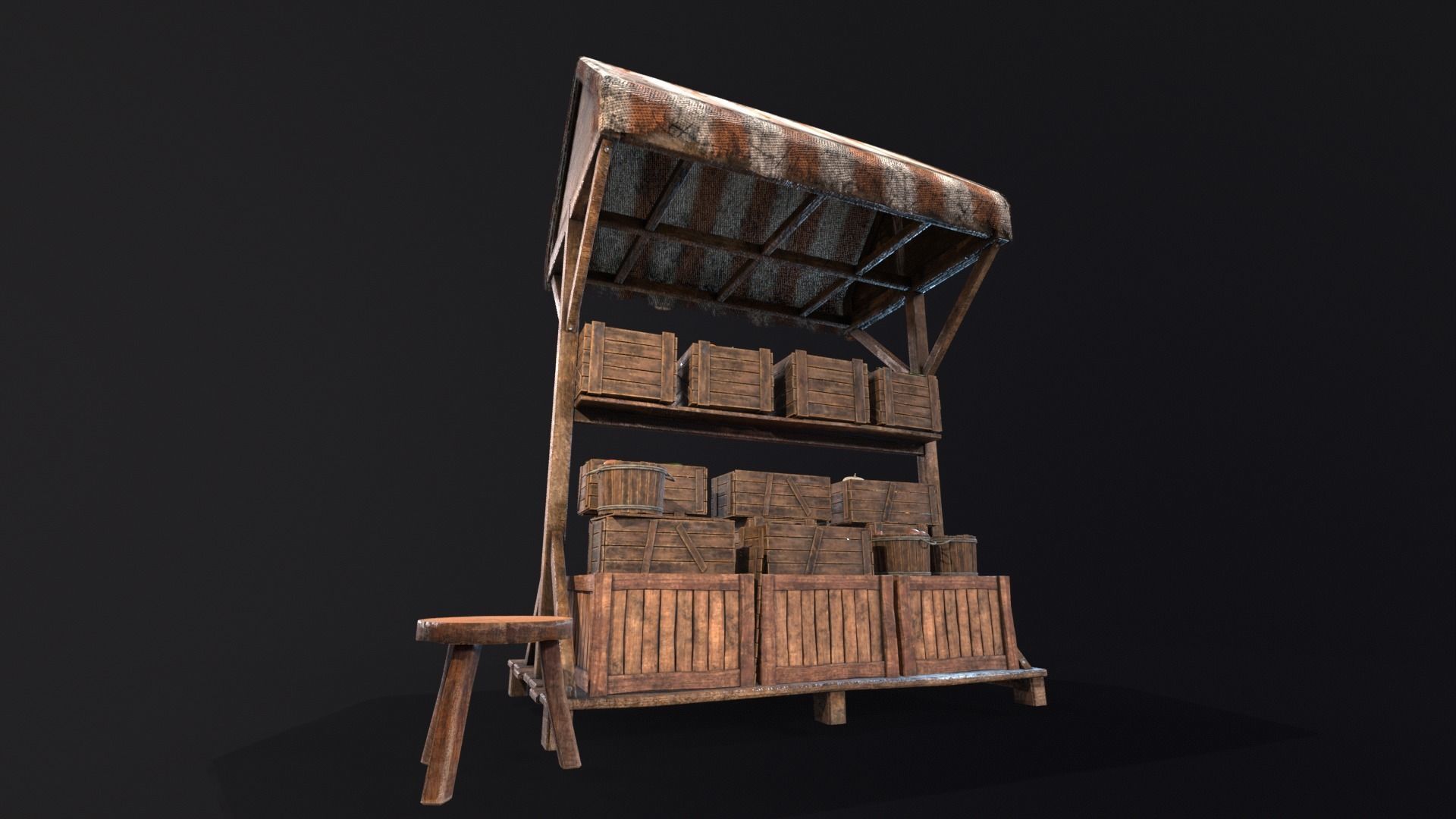 Vegetable Market Stand 3D Model Collection_12