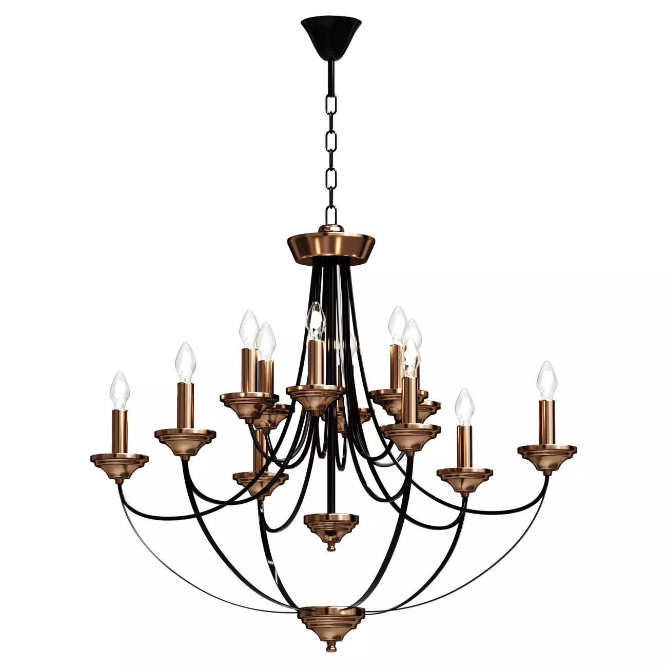 Hanging chandelier in loft style 60098 9 black Lazzaro 3D model_0