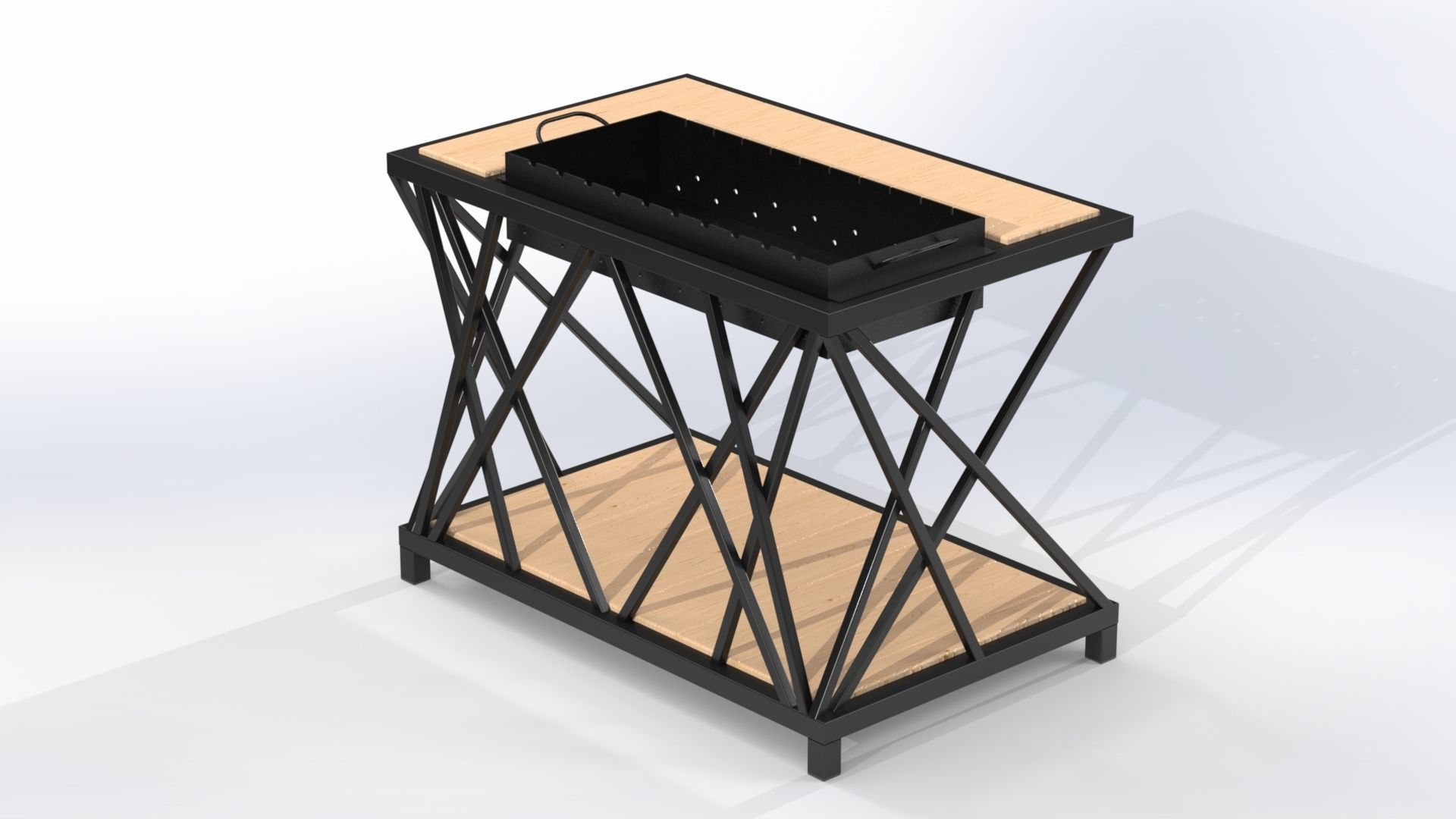 Barbecue with table 3D model_1