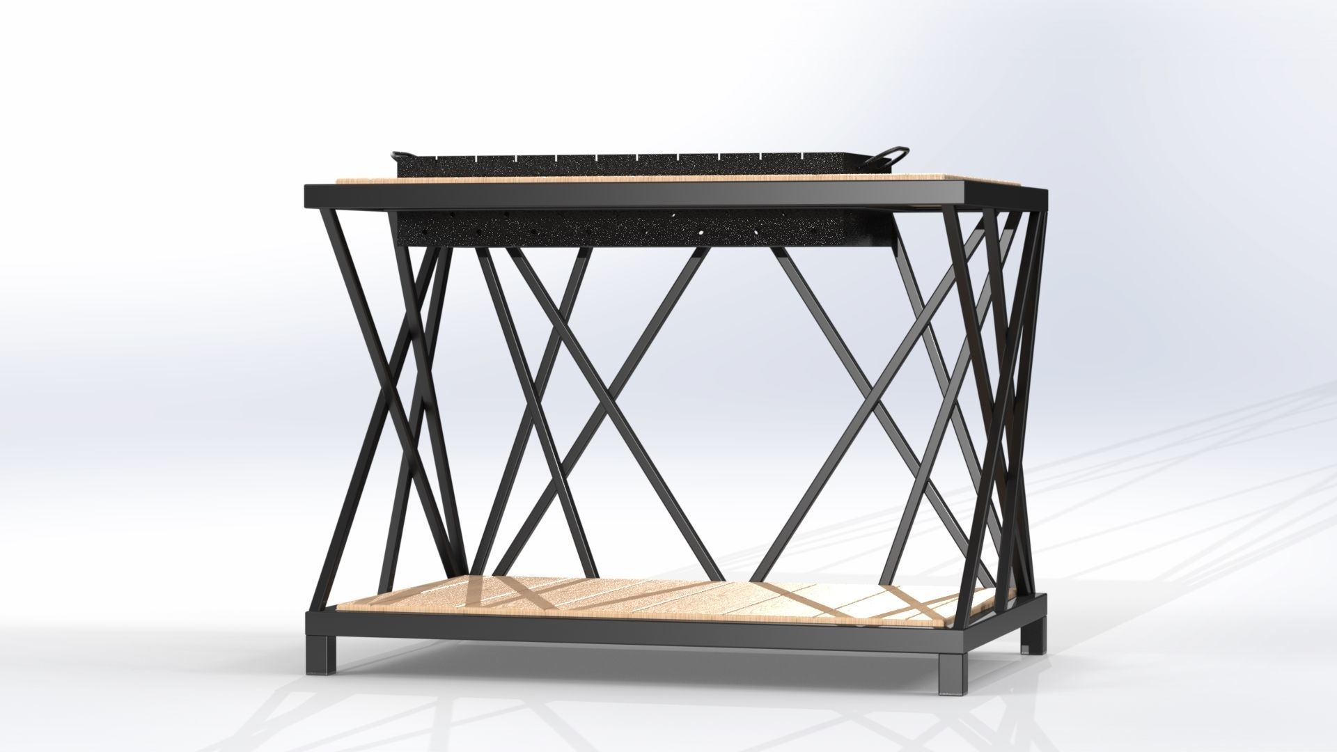 Barbecue with table 3D model_3