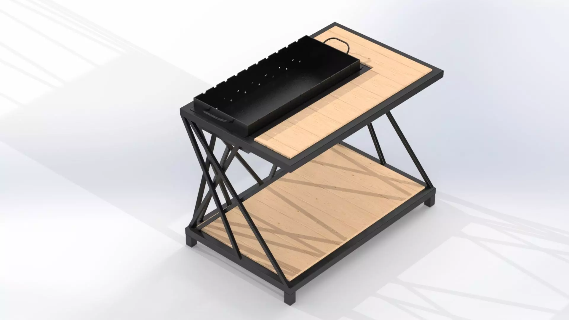 Barbecue with table 3D model_0