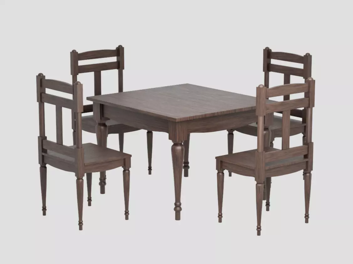 table and chairs 3D model_0