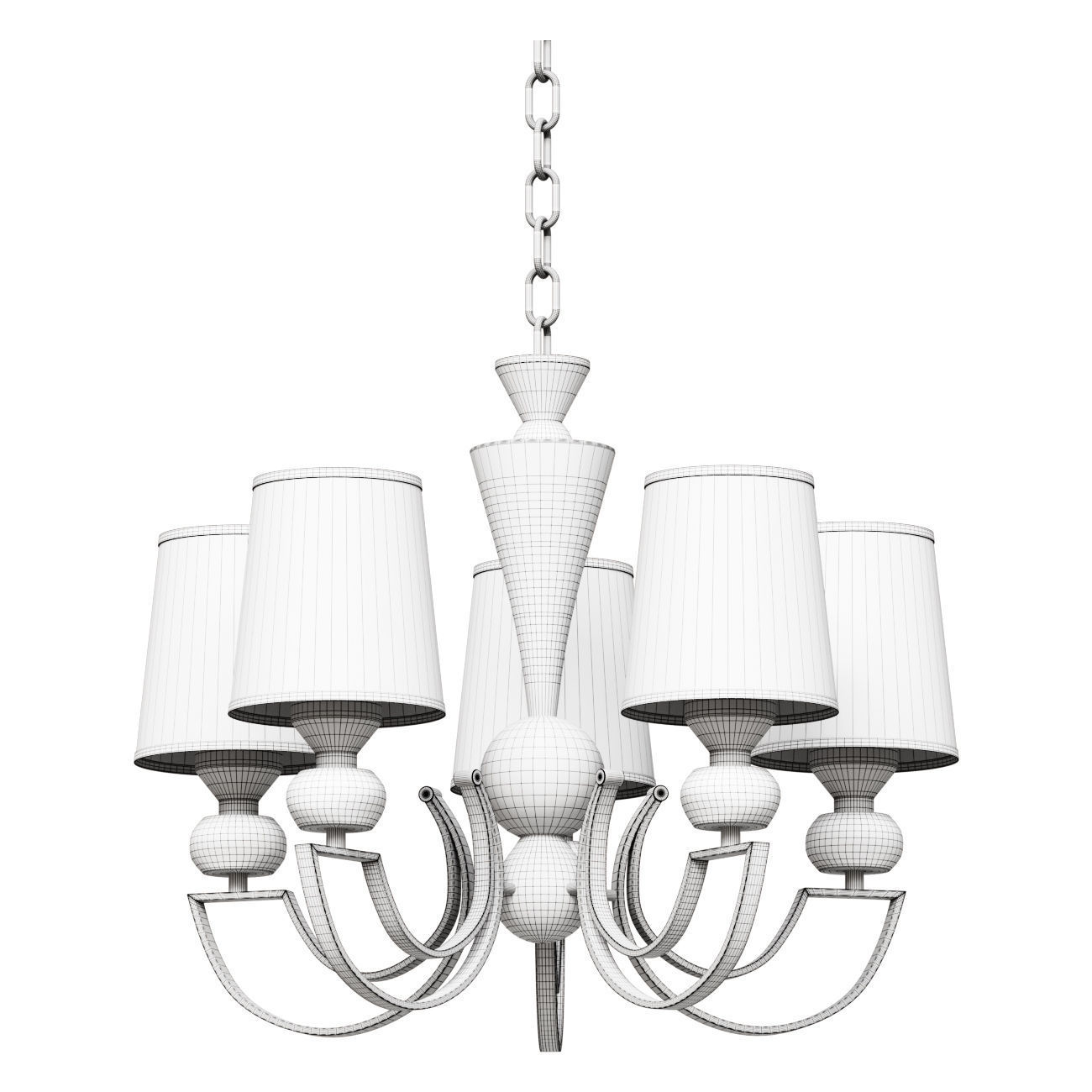 Belinda pendant chandelier in white and gray color 3D model_1