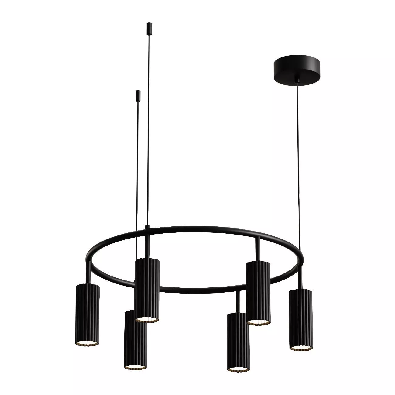Kendo pendant chandelier in black 3D model_0