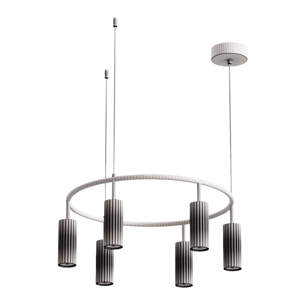 Kendo pendant chandelier in black 3D model_1