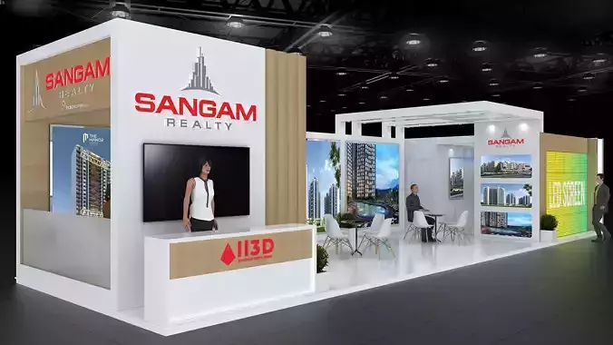 Exhibition Stand Stall Two Side Open 15X5 3D model
