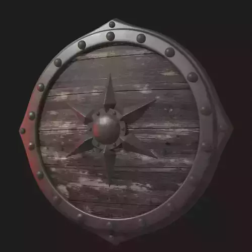 Medieval wooden Shield 3D model 