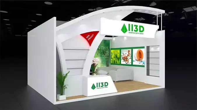 Exhibition Stand Stall One Side Open 5X6 3D model
