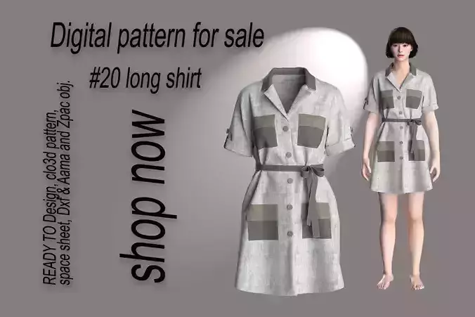 20 long shirt pattern 3D print model