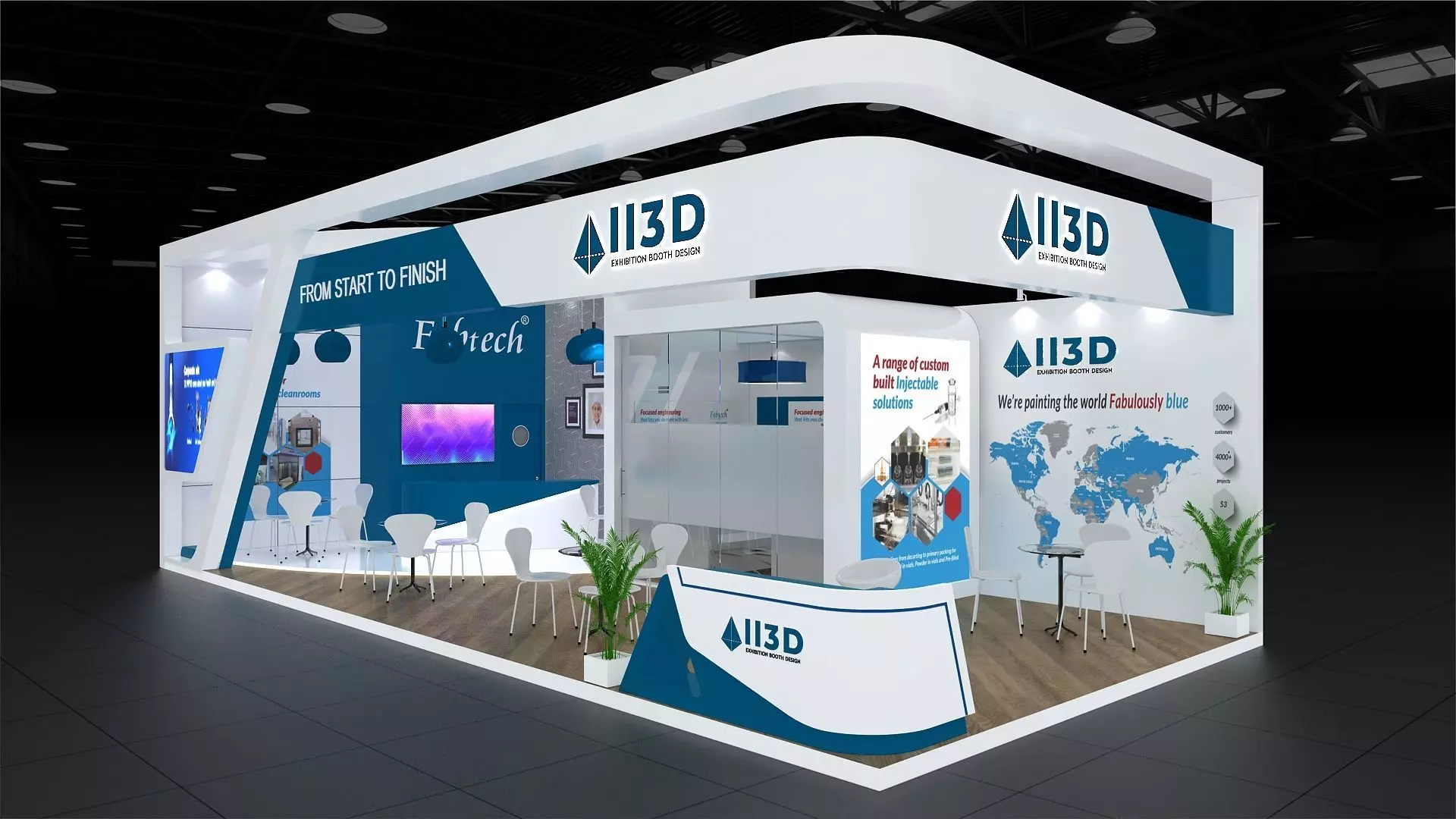 Exhibition Stand Stall Two Side Open 11X5 3D model_0