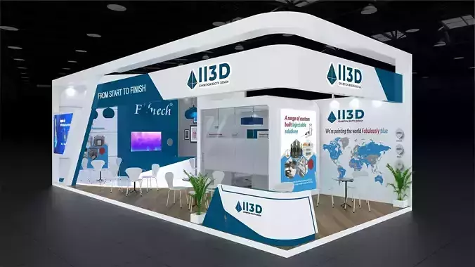 Exhibition Stand Stall Two Side Open 11X5 3D model