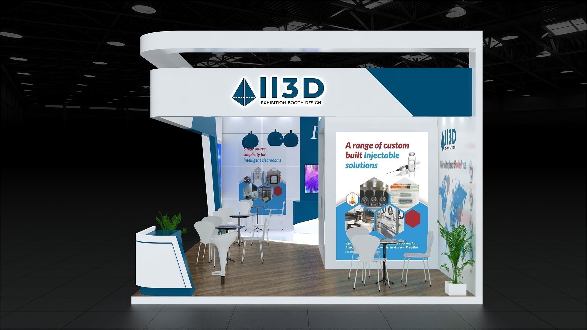 Exhibition Stand Stall Two Side Open 11X5 3D model_2