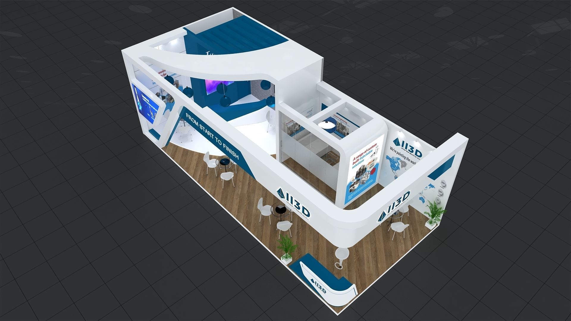 Exhibition Stand Stall Two Side Open 11X5 3D model_7