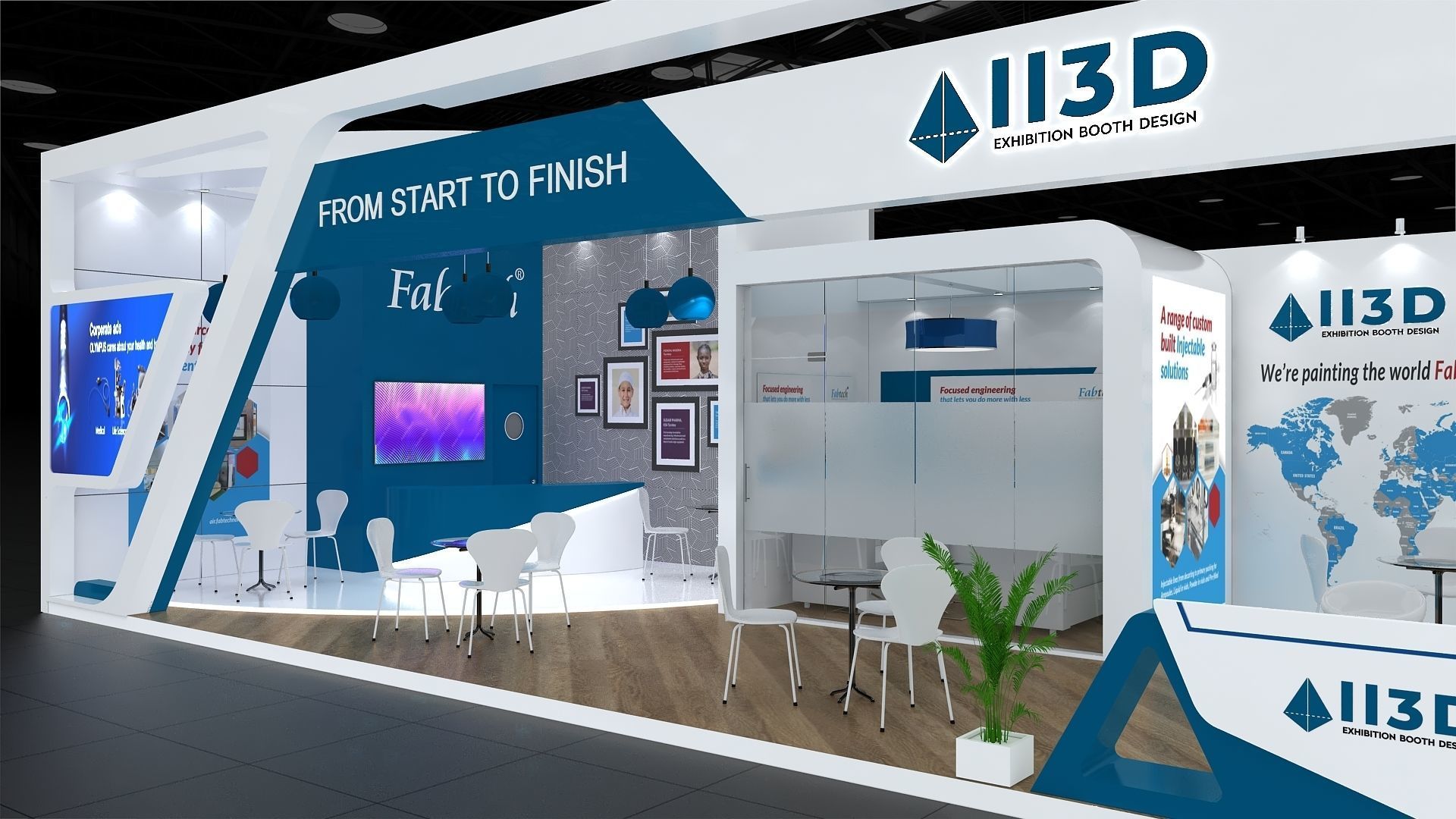 Exhibition Stand Stall Two Side Open 11X5 3D model_6
