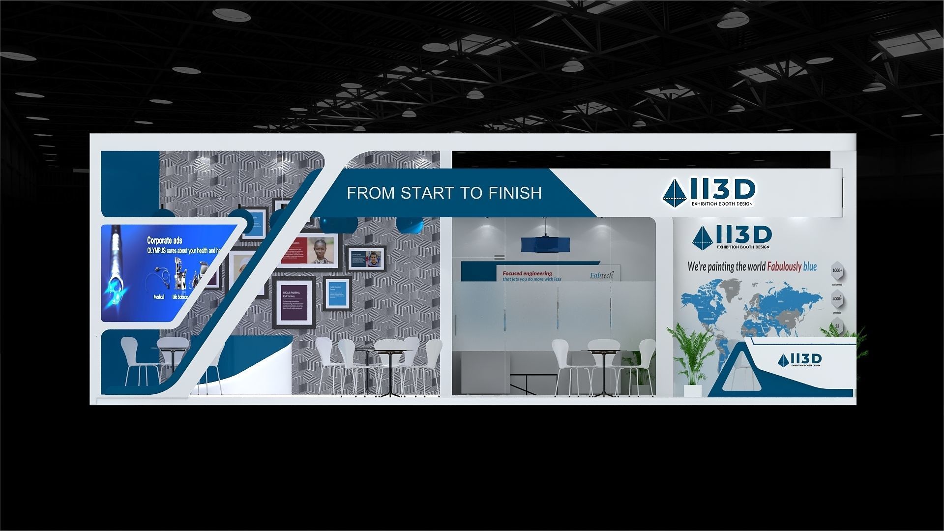 Exhibition Stand Stall Two Side Open 11X5 3D model_9