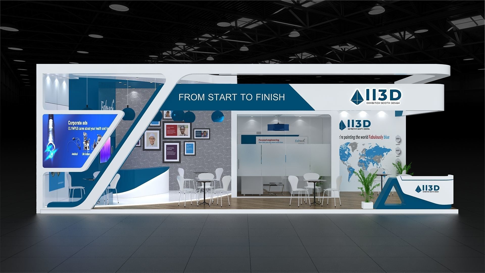 Exhibition Stand Stall Two Side Open 11X5 3D model_1