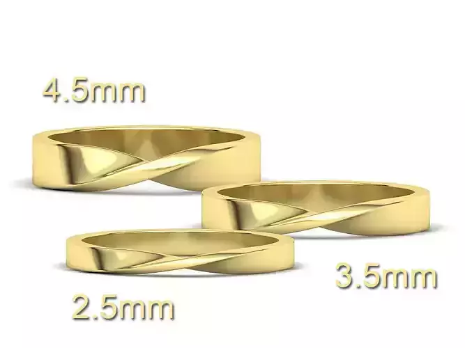 Mobius Twisted  Wedding Bands Collection 3 Rings  