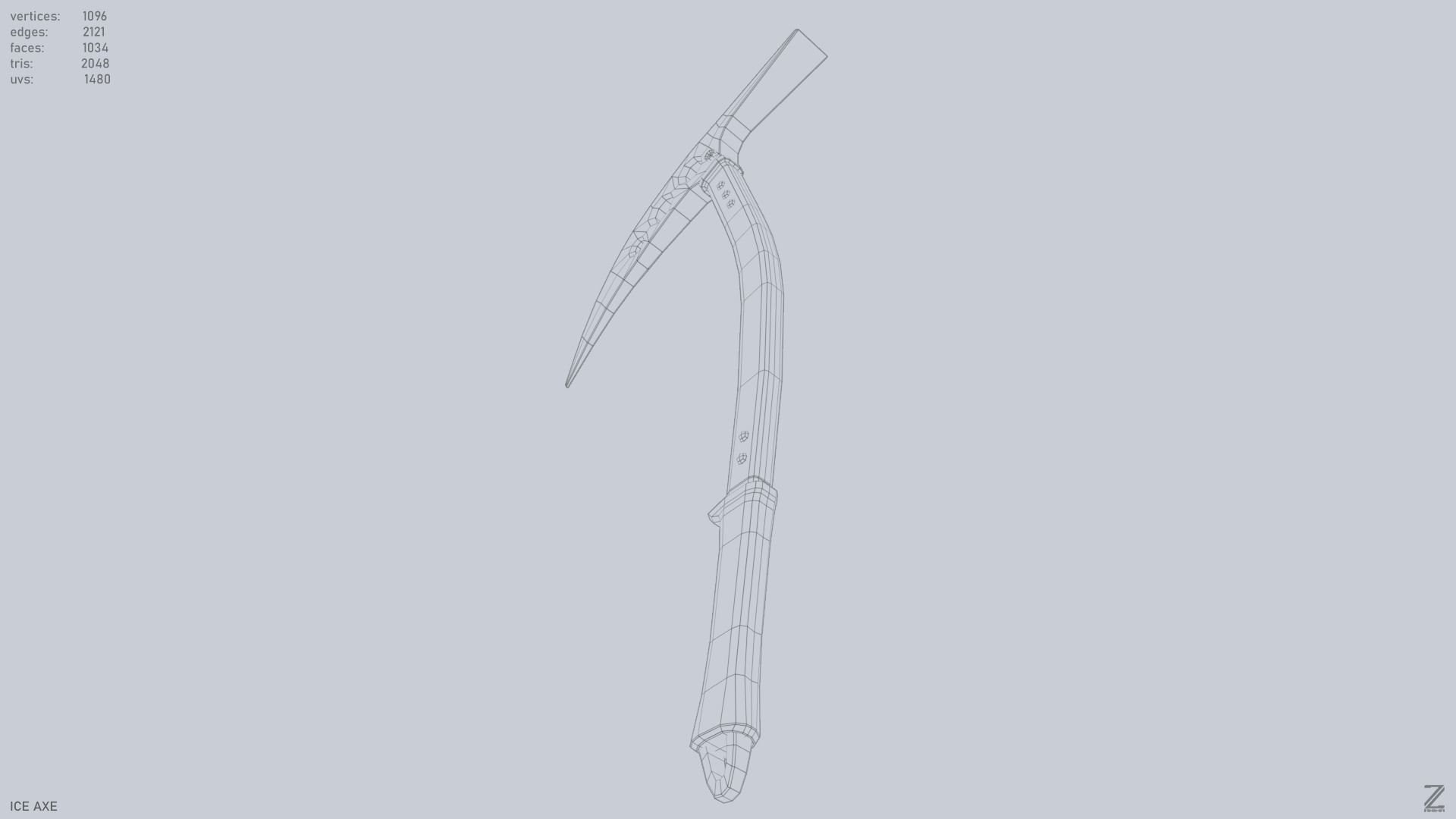 Ice axe Low-poly 3D model_15