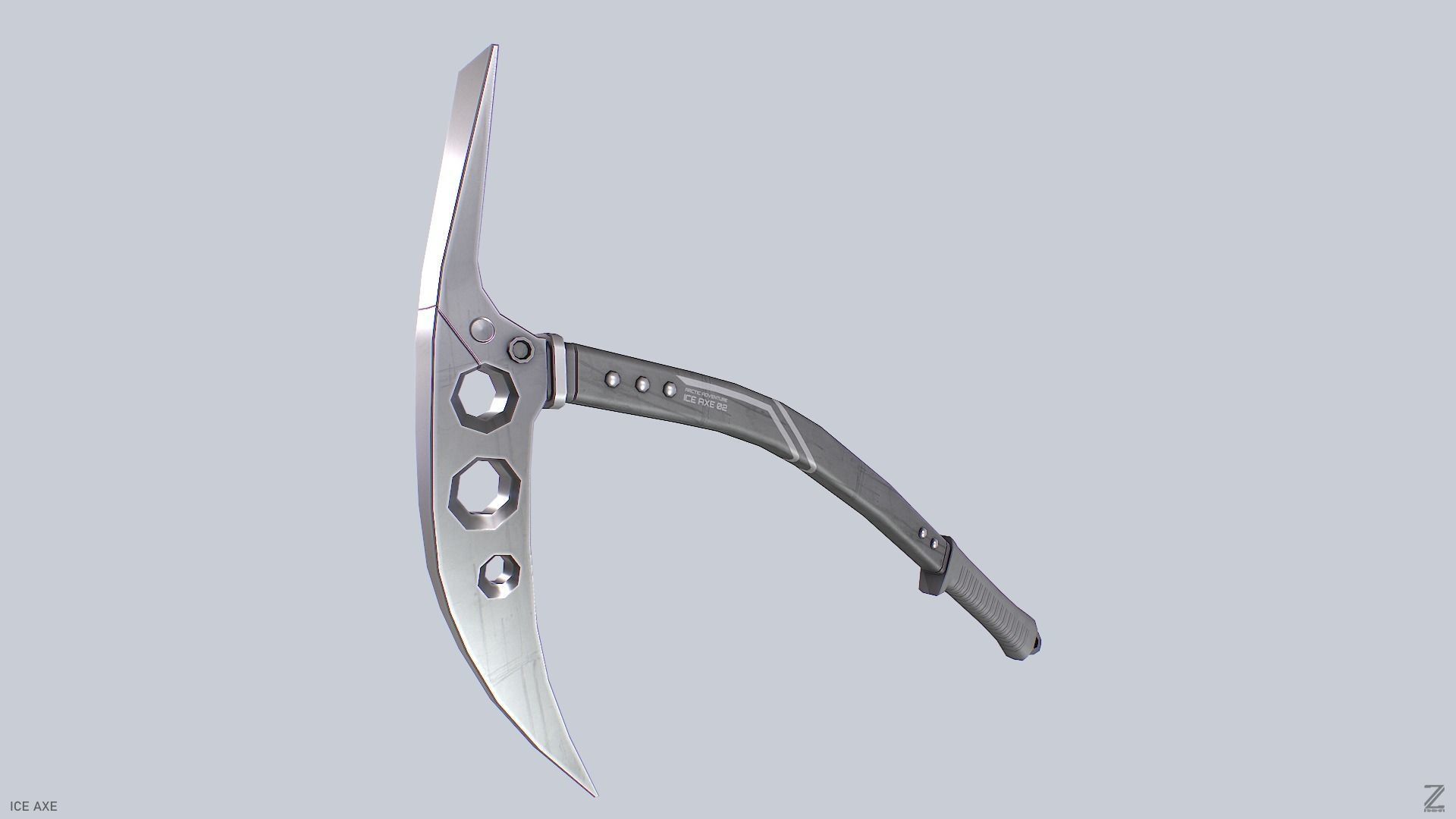 Ice axe Low-poly 3D model_6