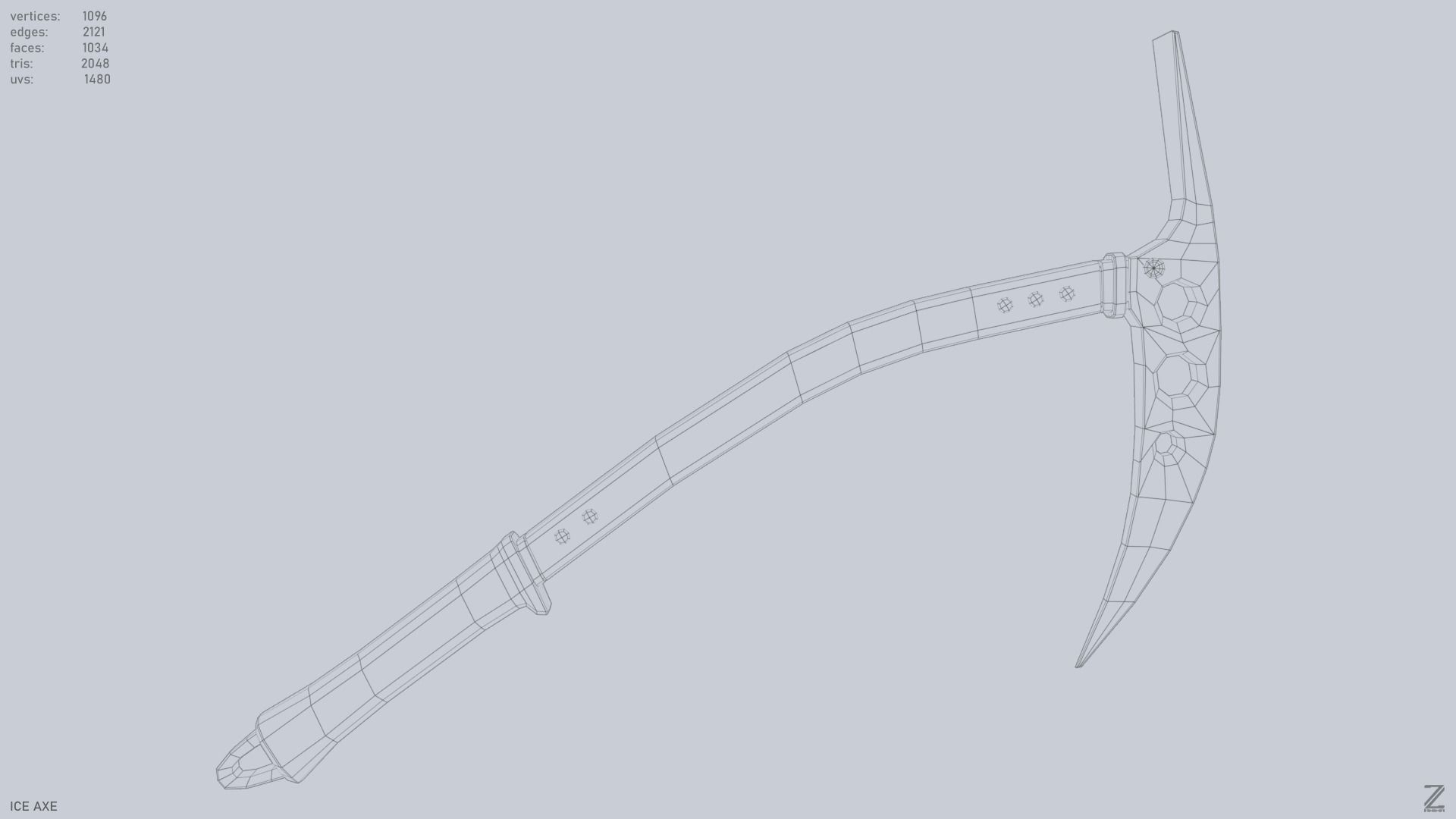Ice axe Low-poly 3D model_14