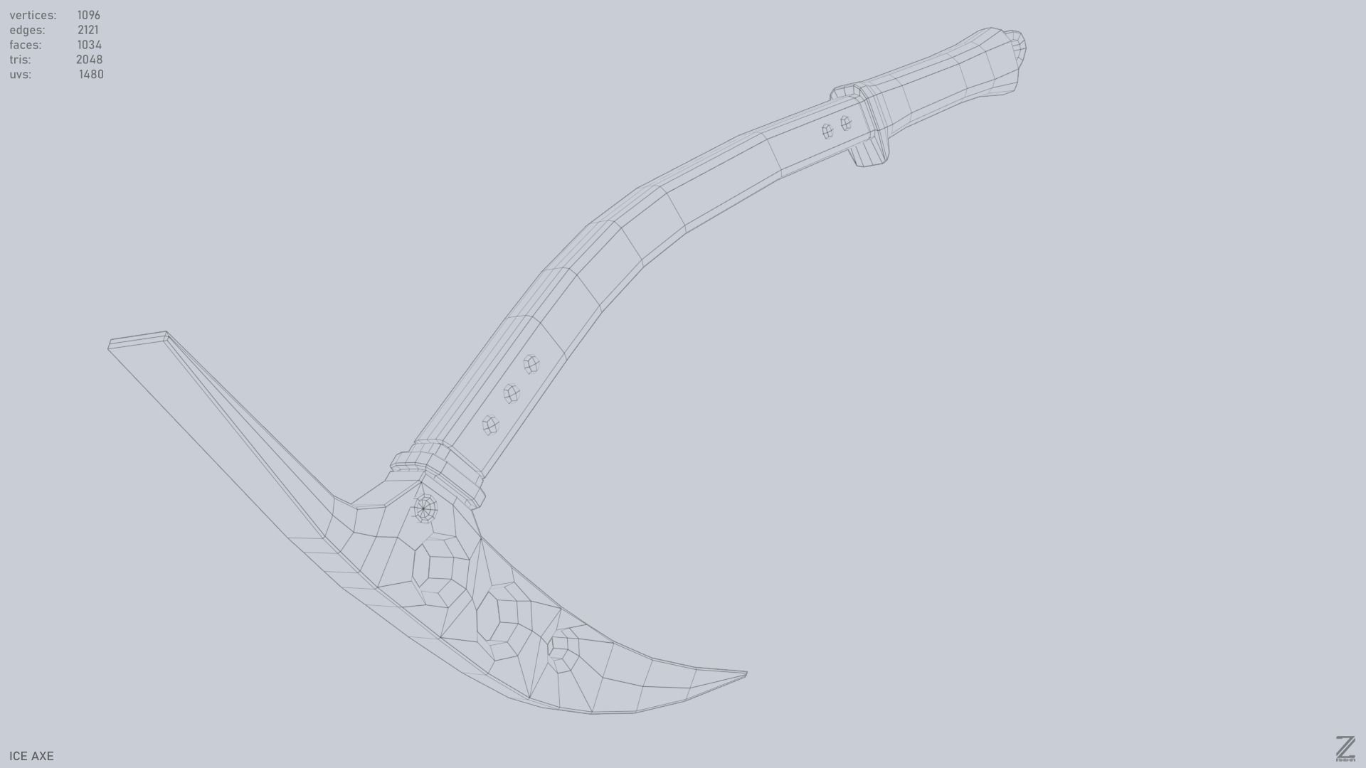 Ice axe Low-poly 3D model_12