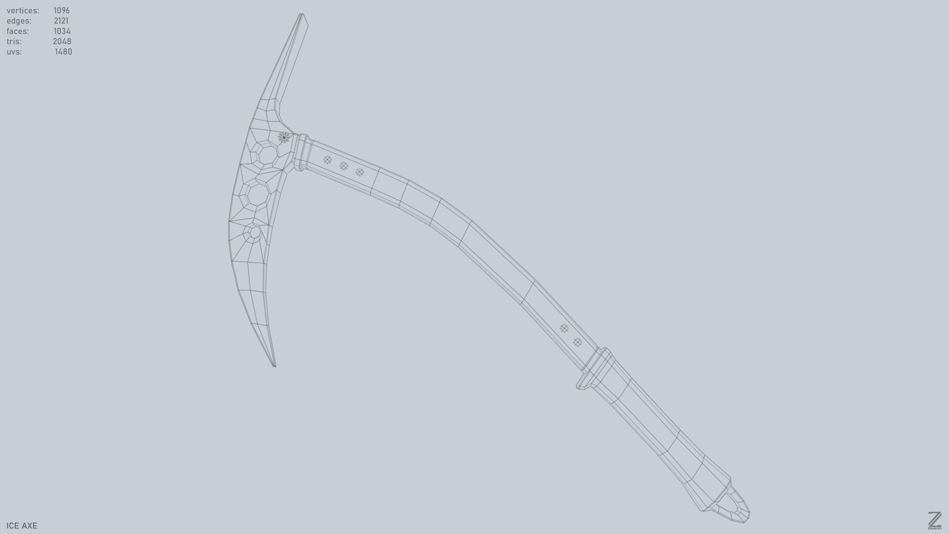 Ice axe Low-poly 3D model_10