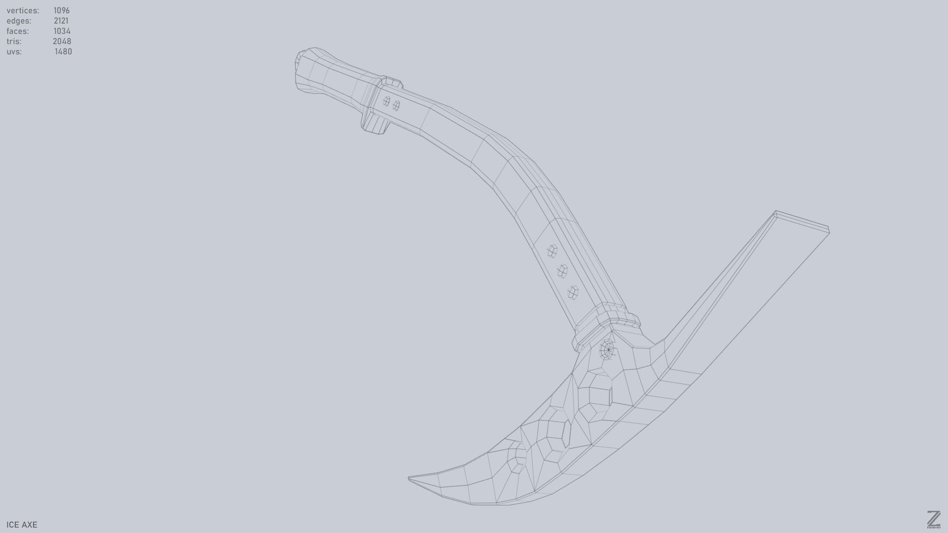 Ice axe Low-poly 3D model_13
