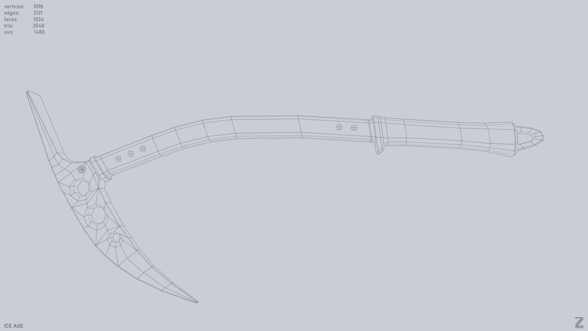 Ice axe Low-poly 3D model_11