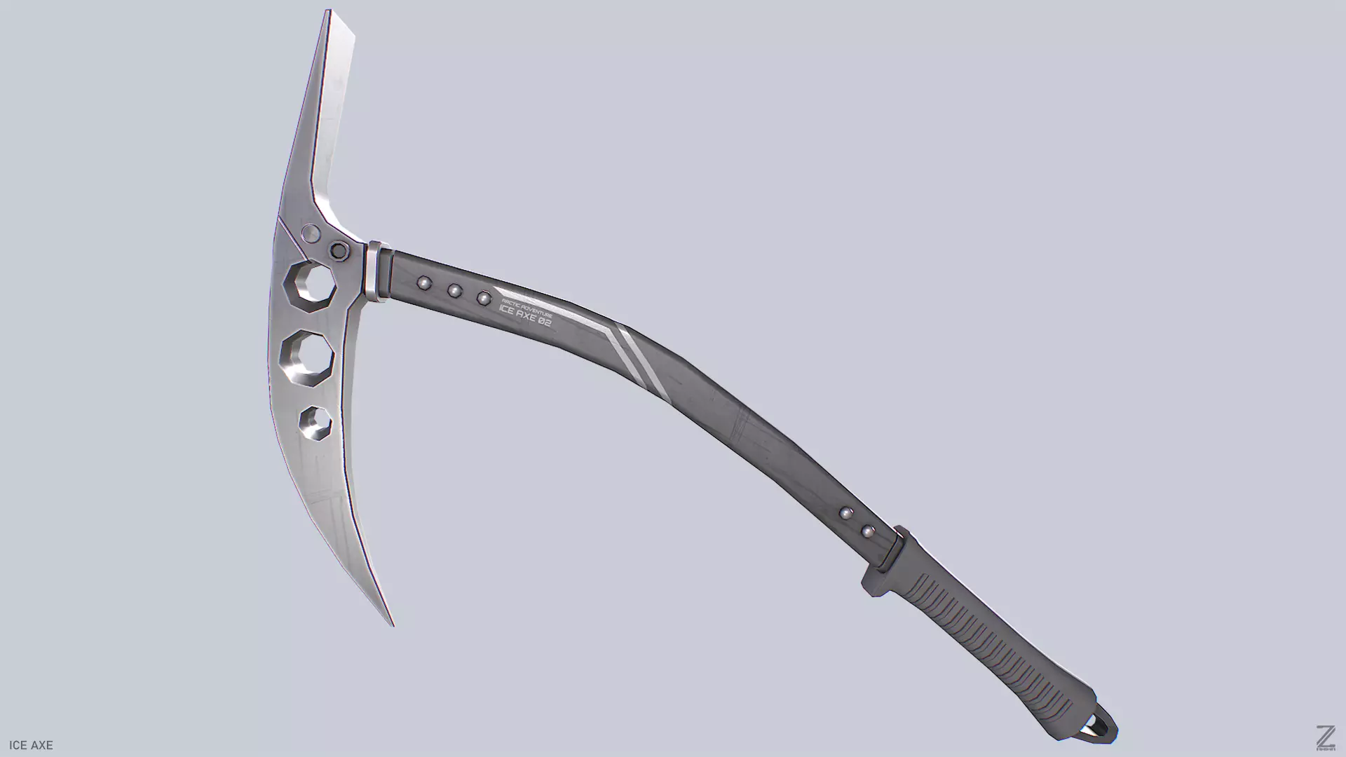 Ice axe Low-poly 3D model_0