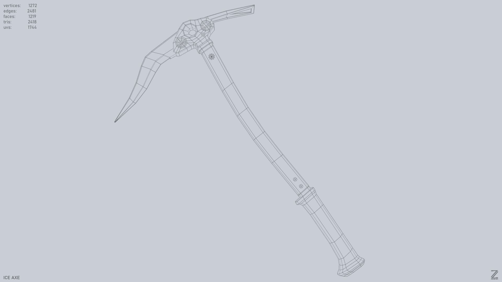 Ice axe Low-poly 3D model_10