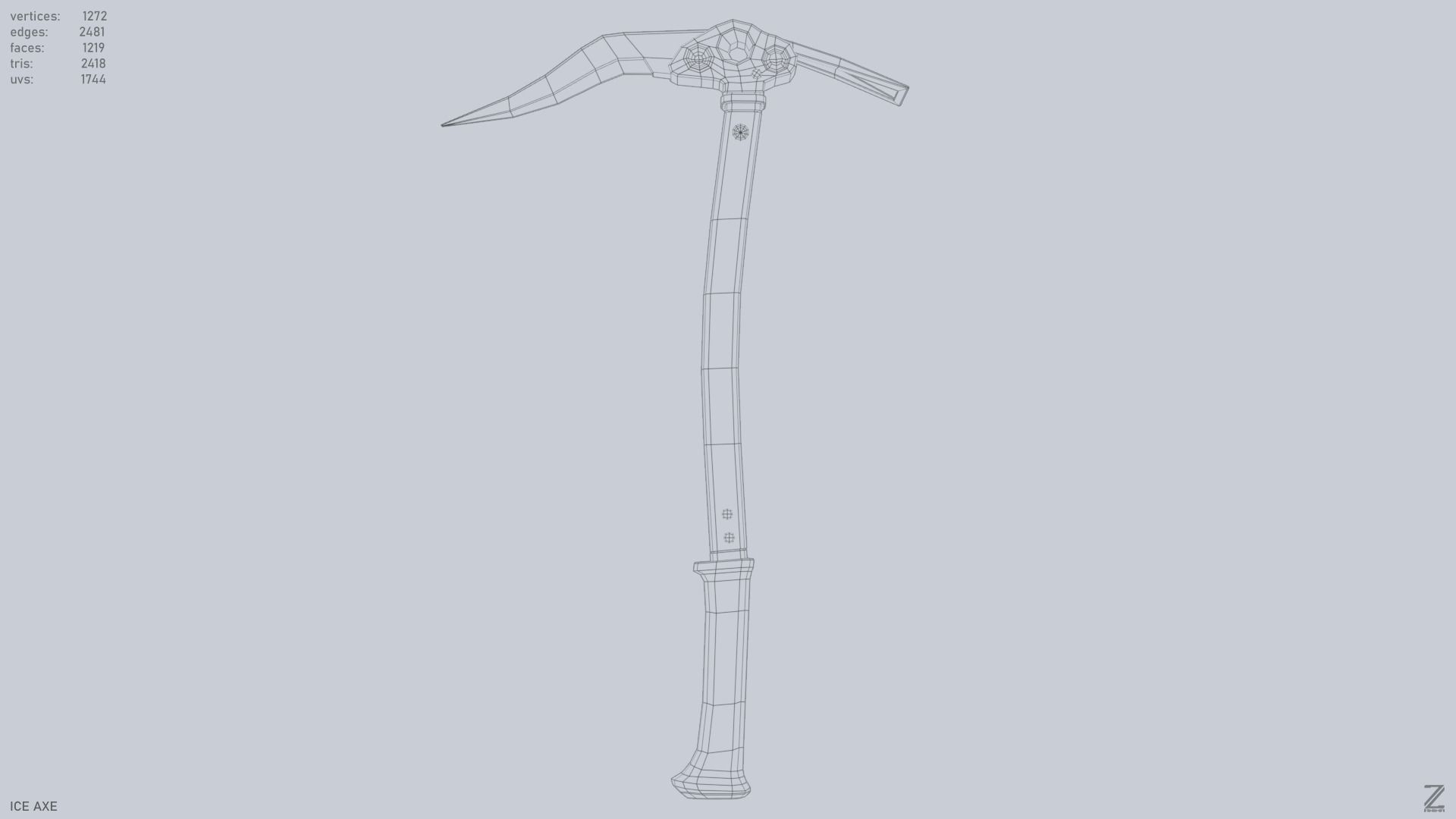 Ice axe Low-poly 3D model_9