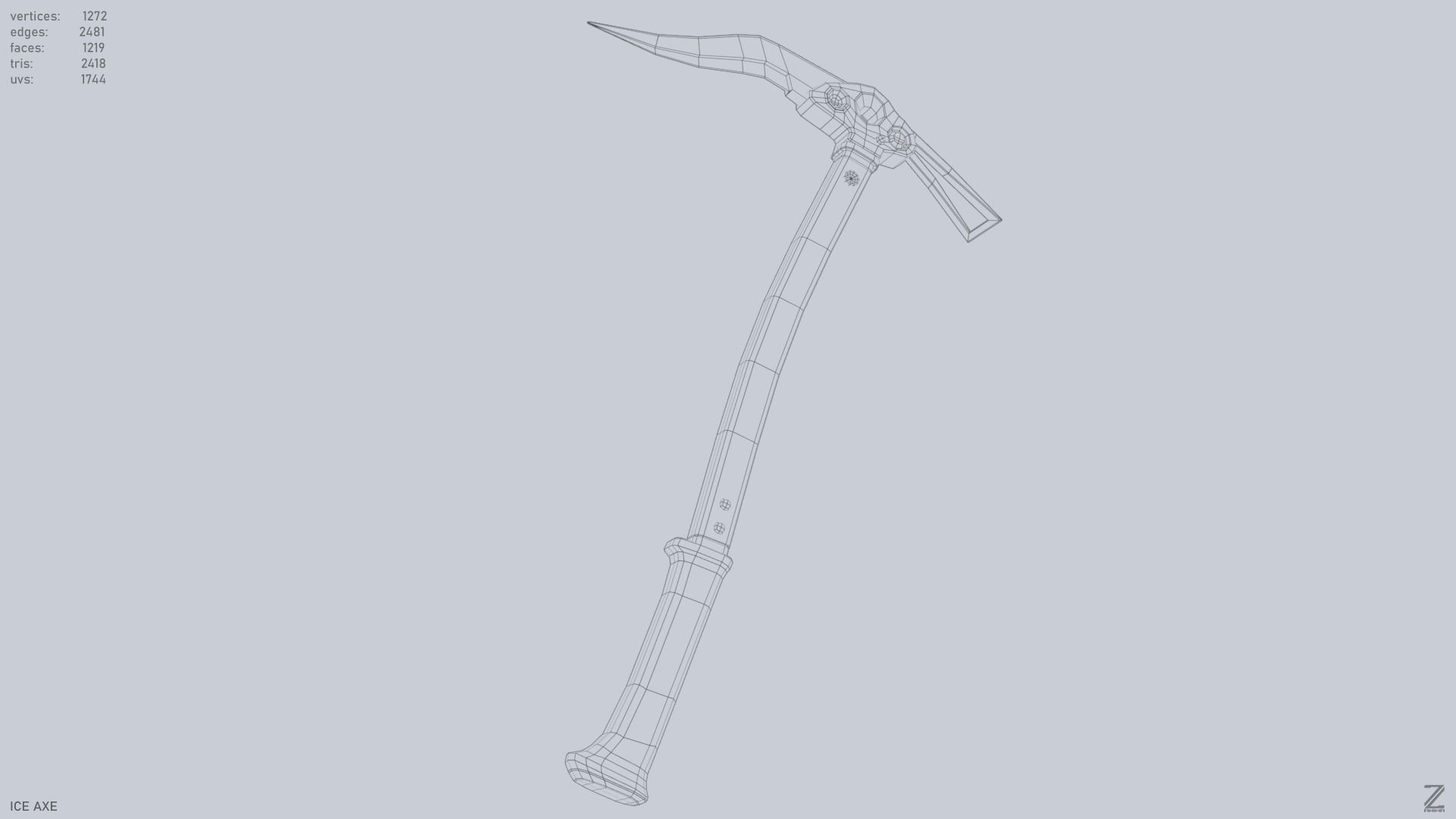 Ice axe Low-poly 3D model_12