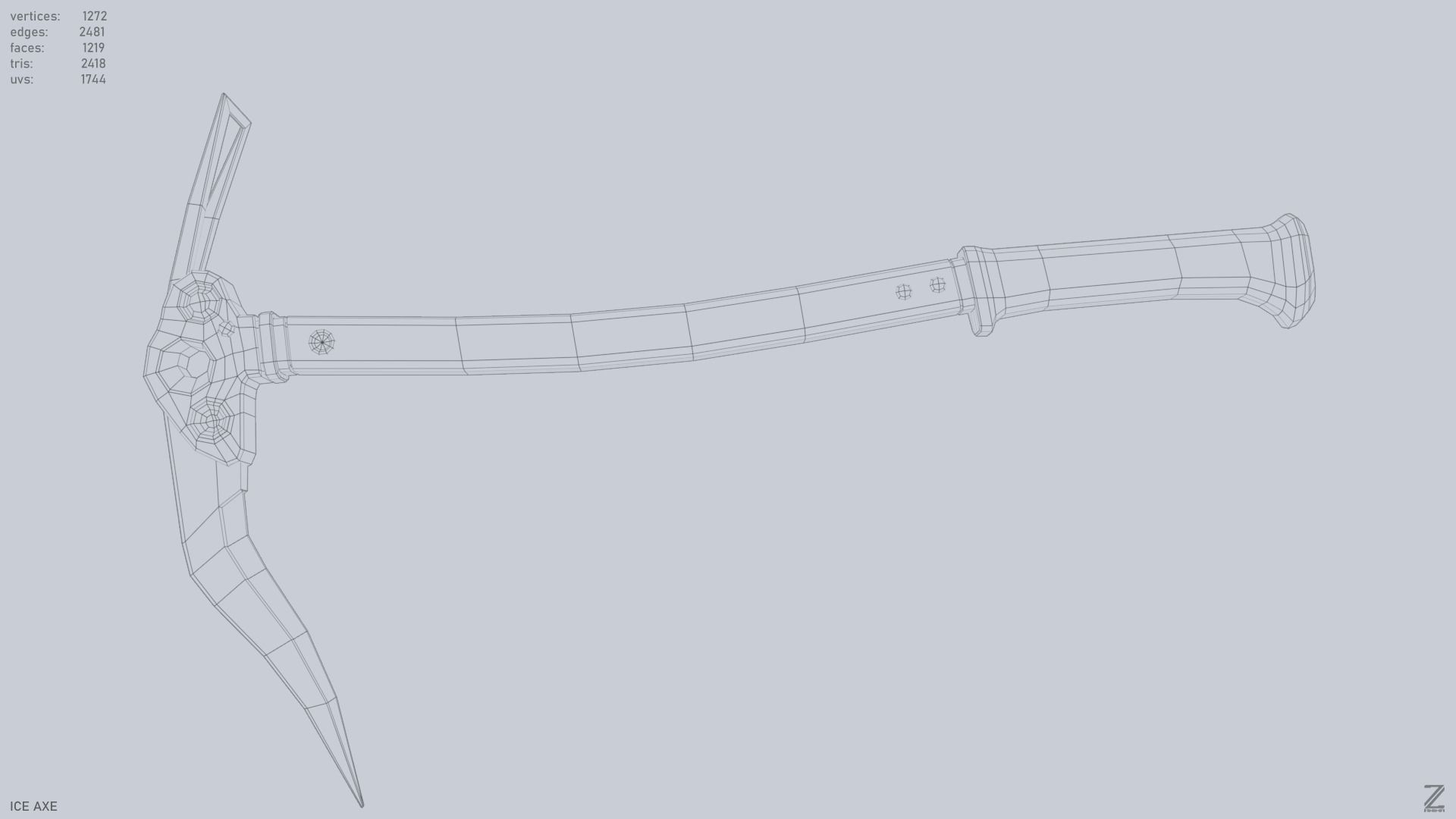 Ice axe Low-poly 3D model_11