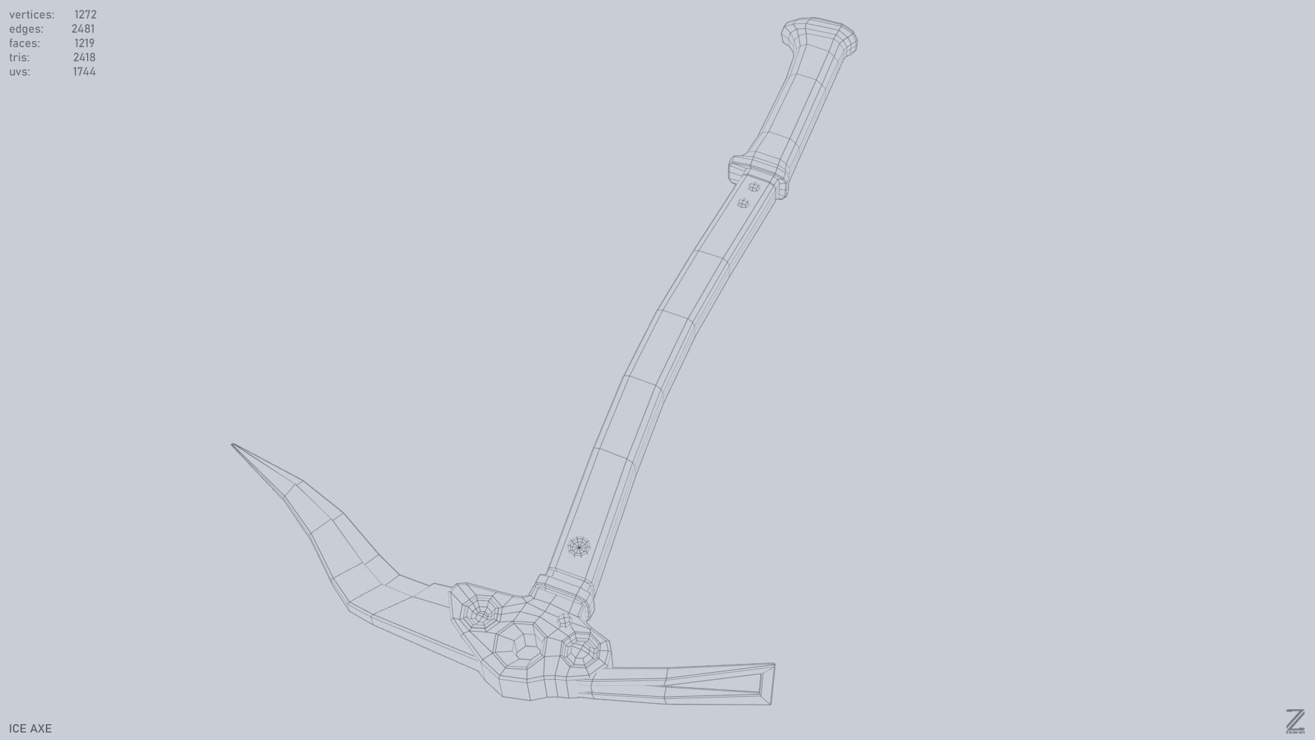 Ice axe Low-poly 3D model_13