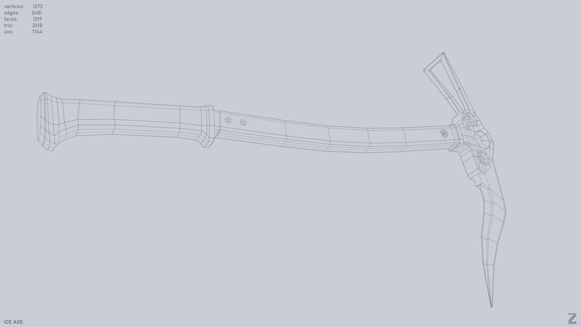 Ice axe Low-poly 3D model_14
