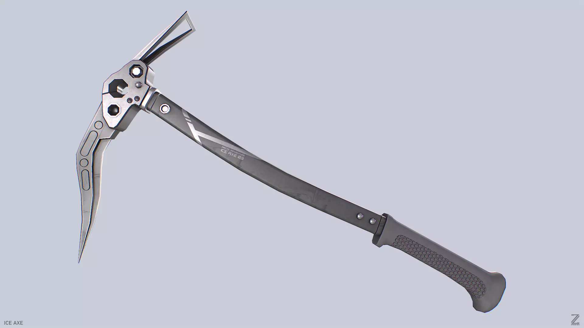 Ice axe Low-poly 3D model_0