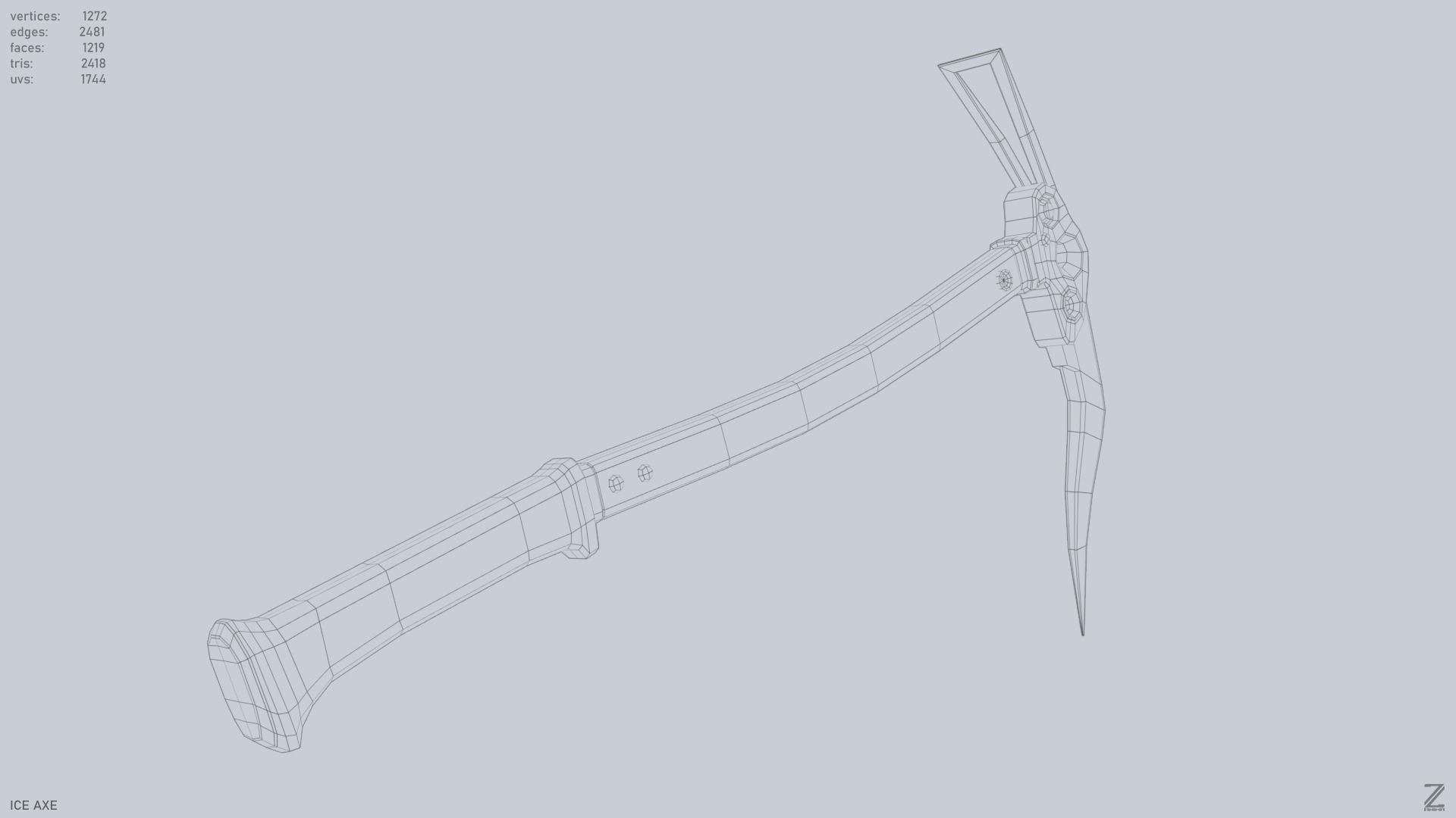 Ice axe Low-poly 3D model_15