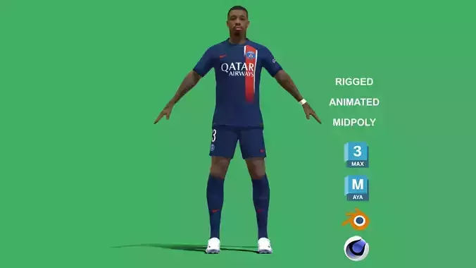 3D Rigged Presnel Kimpembe PSG 2024 3D model