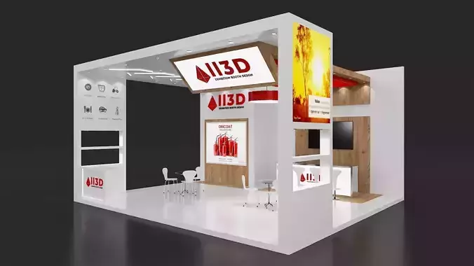 Exhibition Stand Stall Two Side Open 8X7 3D model