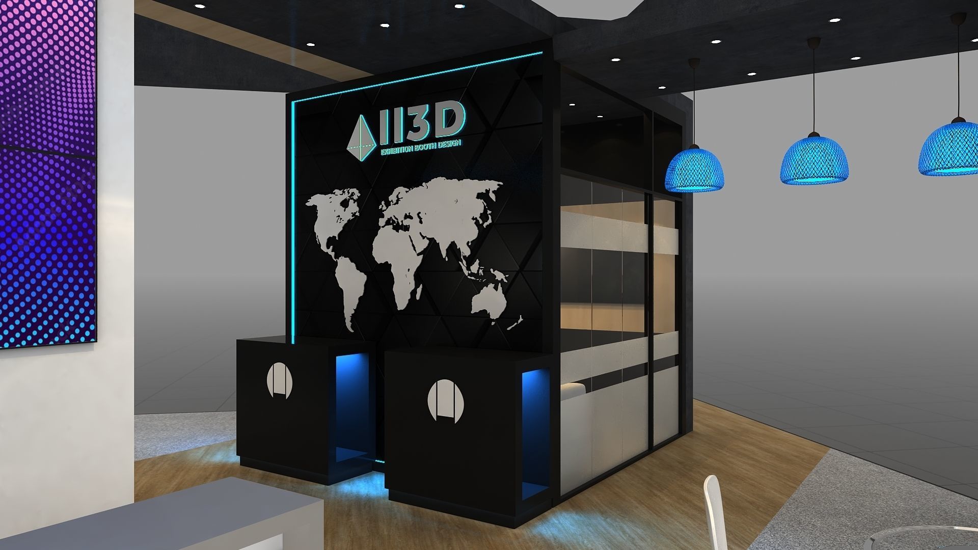 Exhibition Stand Stall Two Side Open 9X9 3D model_9