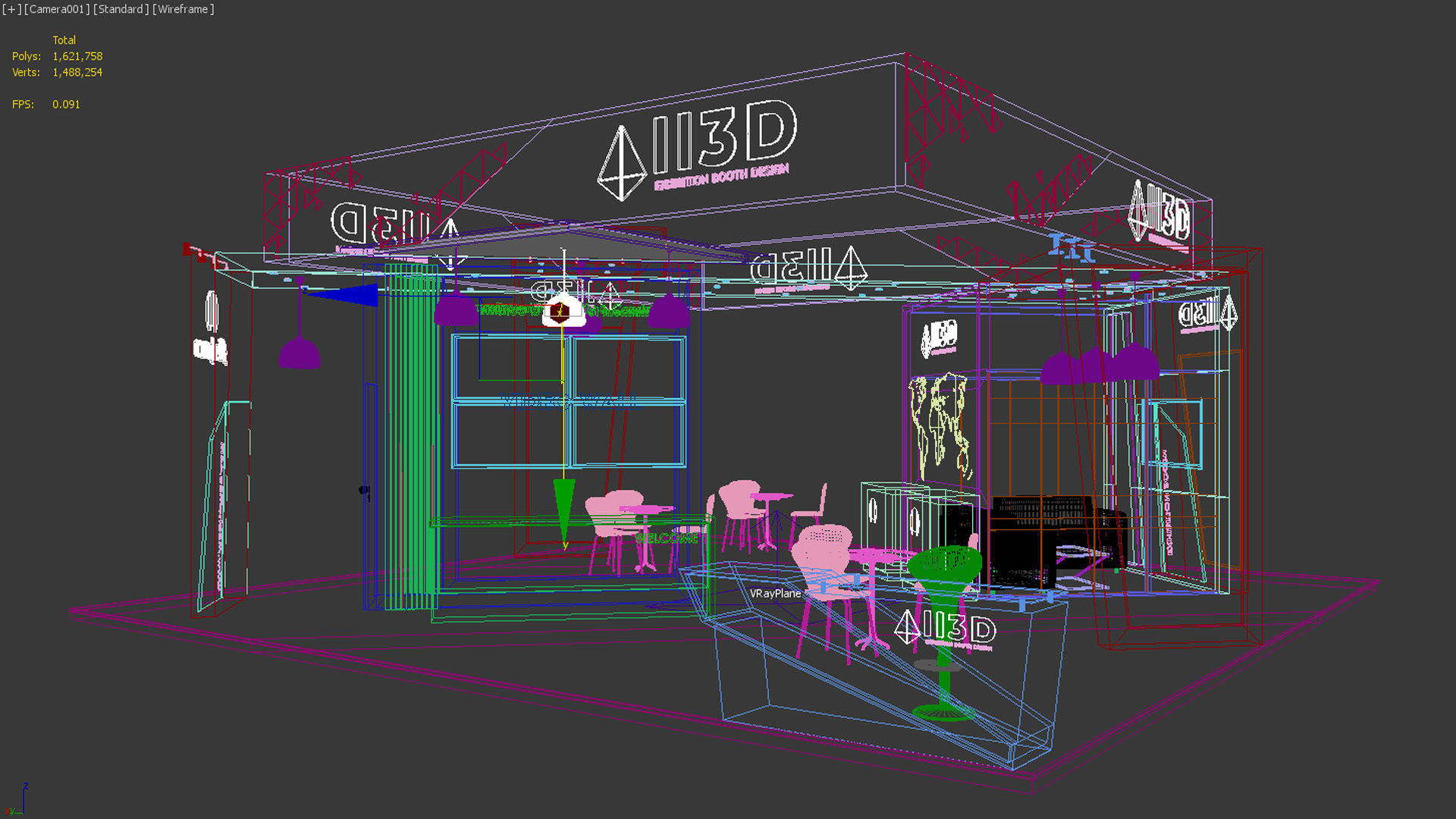 Exhibition Stand Stall Two Side Open 9X9 3D model_12